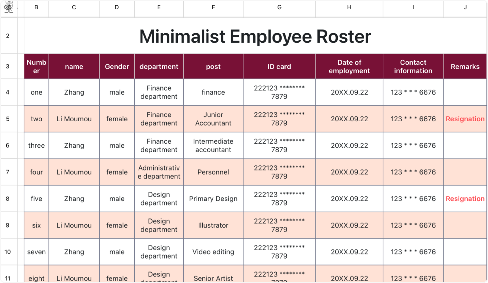 Simple employee roster 1
